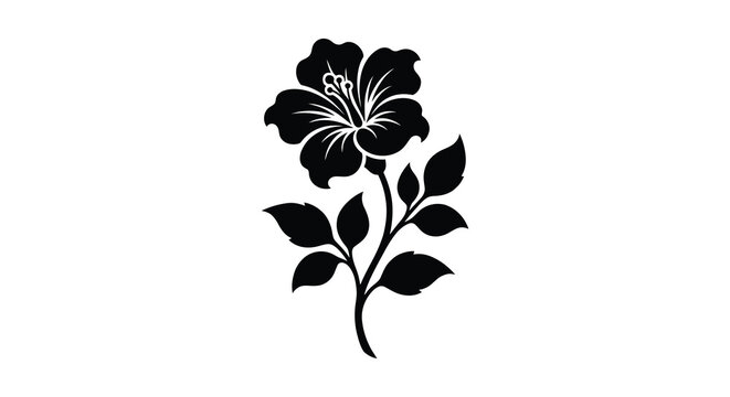 Hibiscus flower silhouette on a white background