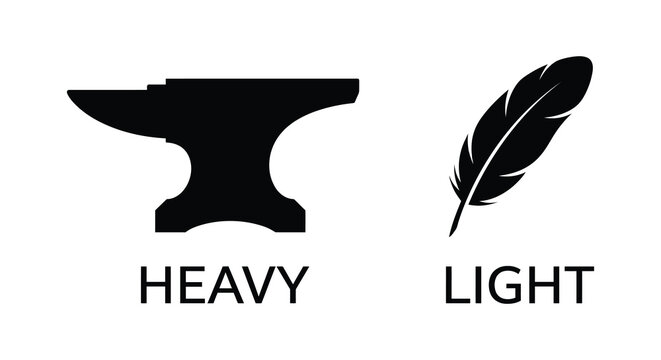 anvil and feather silhouettes on white background silhouette