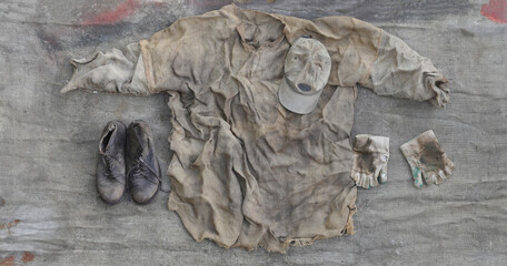 Naklejka premium old burlap clothes on canvas