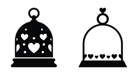 Cake dome with hearts inside black silhouette © MdGolam