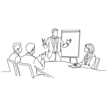 Business Meeting Presentation: Speaker at Flip Chart with Audience