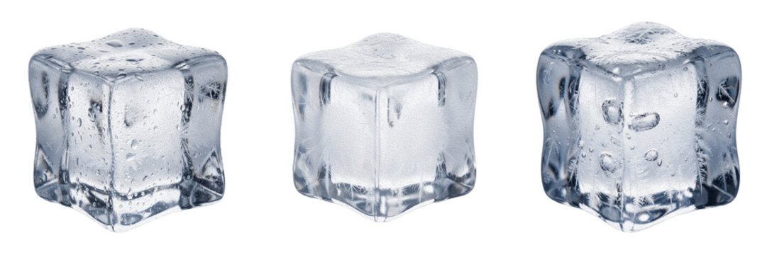Clear Ice Cube Transparent Frozen Crystal PNG Transparent Background - Square Water Ice Block Refreshment Drinks Design Element