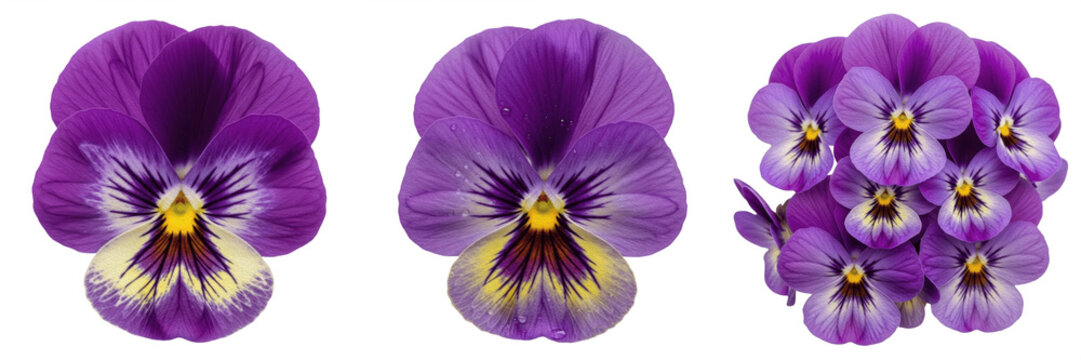 Purple Pansy Flower Viola Blossom PNG Transparent Background - Velvet Petal Garden Violet Spring Floral Decoration Element