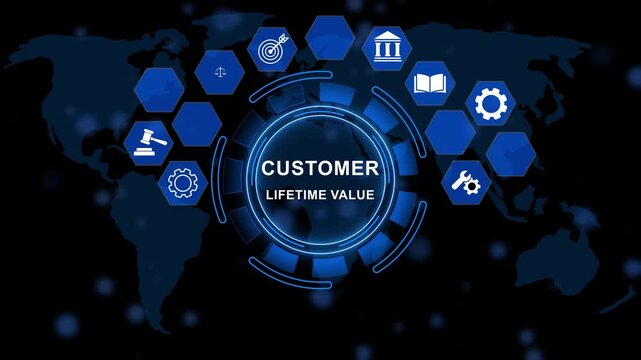 Customer Lifetime Value Analytics Business Revenue Motion Graphic. concept..