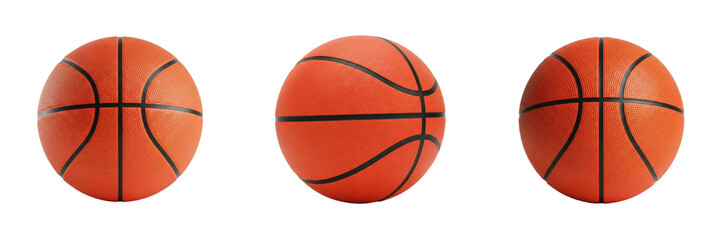 Fototapeta premium Set of Classic Orange Basketball Sport Game Ball PNG Collection 