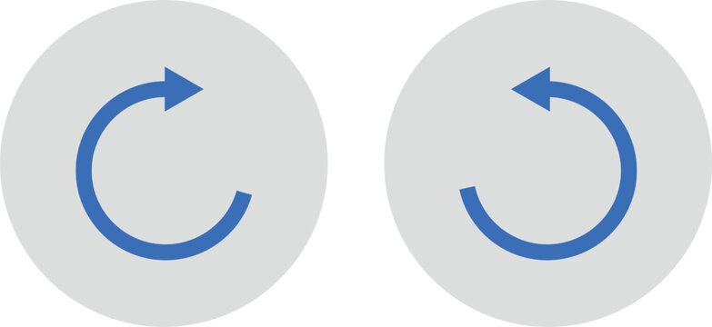 Two blue circular arrows pointing clockwise and counter-clockwise on light gray circles