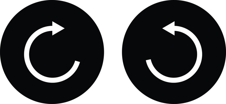 Two black circular with white clockwise and counter-clockwise rotation arrows