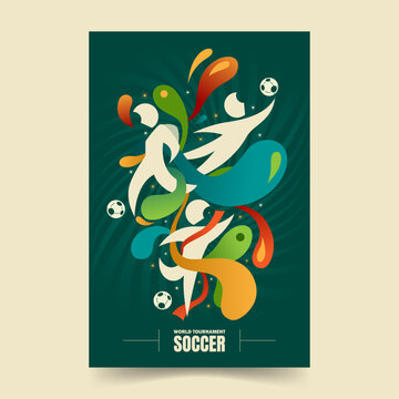 Creative illustration for a soccer tournament poster, featuring soccer players and a modern design