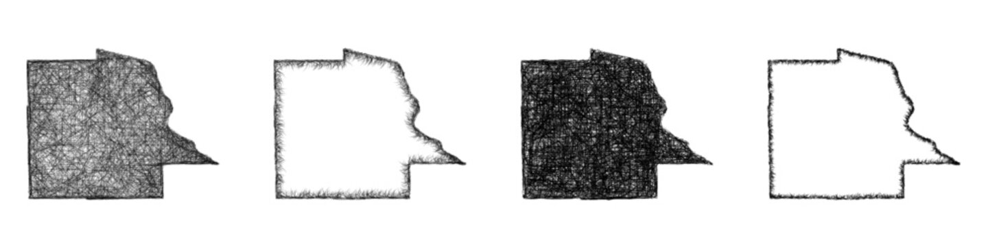 Monochrome sketch Dubuque County (Iowa) outline map design set