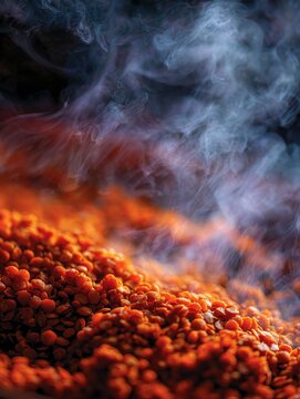 Traditional Ethiopian Misir Kik Stew with Split Peas and Berbere Seasoning, Closeup of Steaming Texture