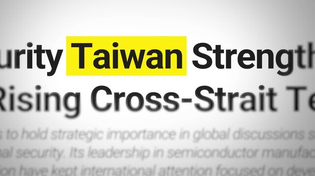 Taiwan typography highlighted with yellow rectangle and text animating fast, 4k animation