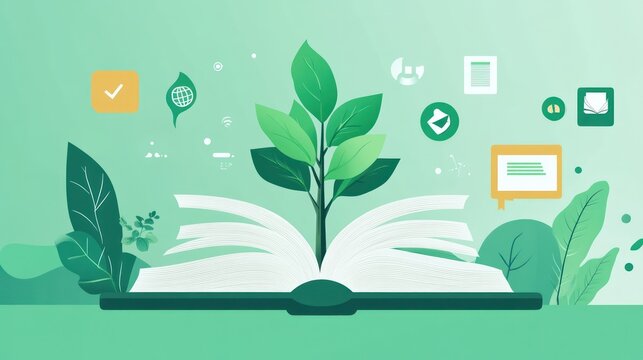 Open book with growth concept