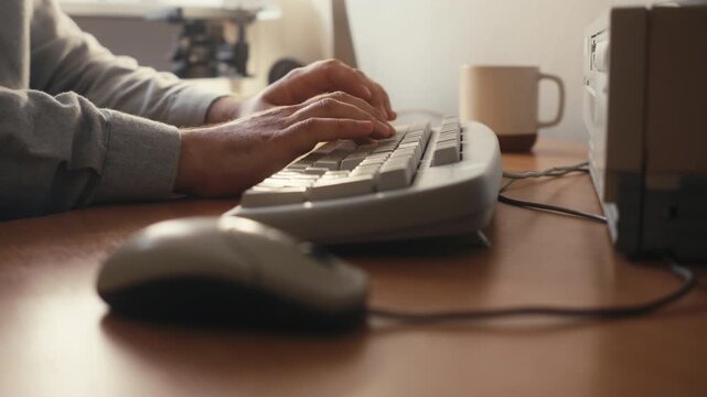 Retro pc computer gaming, Desktop vintage with loading code console, programmer making scripts, green basic screen, Old computer studio close-up, retro wave display, late 90s PC.