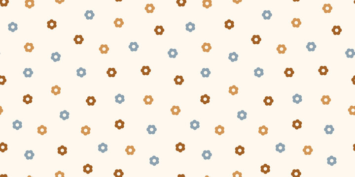 Seamless vector pattern with daisy flowers in earthy colors