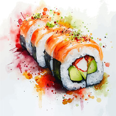 Tempura, whimsical watercolor vector illustration with vibrant highlights and delicate strokes, isolated on a white background. © skynora