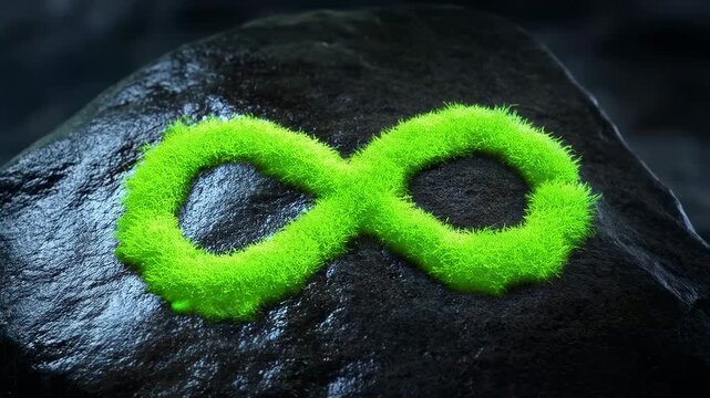 Glowing Grass Infinity Symbol on Stone