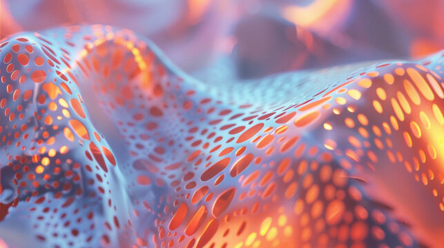 Up close the luminescent material appears to emit a soft vibrant glow as it transforms absorbed sunlight into usable energy.