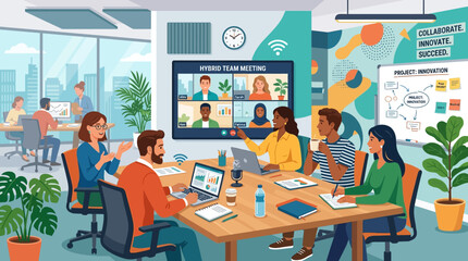 People sitting around office table.