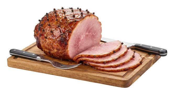 Sliced baked ham isolated on transparent background png