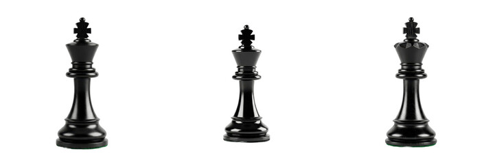 Fototapeta premium Set of Black Chess King Pieces Strategy Board Game Tokens PNG Collection 