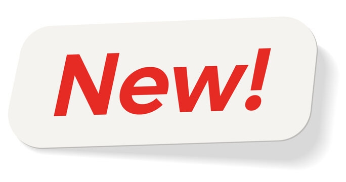 Modern new arrival sticker with folded paper effect. Retail promotion badge and ecommerce label in vector format, isolated on transparent background and customizable.