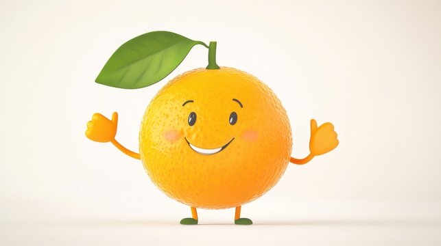 Cartoon orange fruit character presenting
