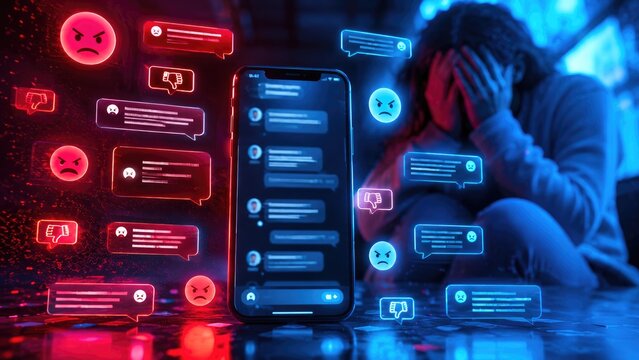 Cyberbullying and Online Hate Messages on Smartphone Concept