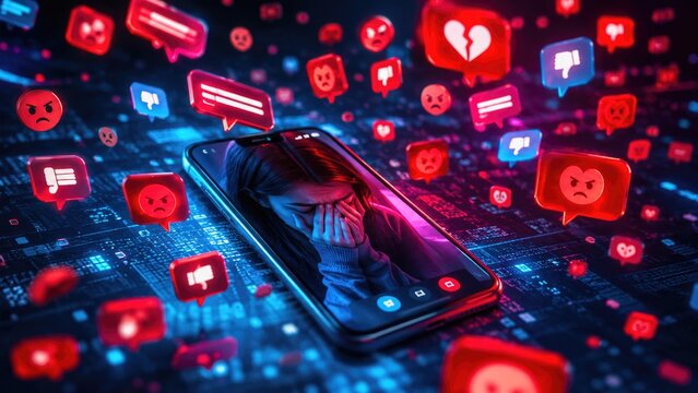 Cyberbullying and Negative Social Media Concept