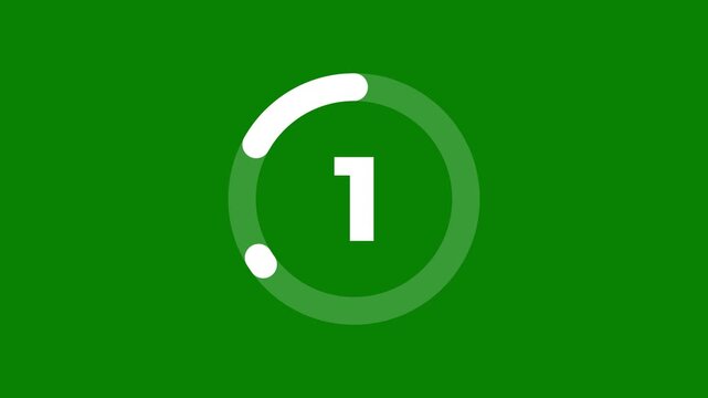 Green screen 3 second circular dashed progress bar countdown 3 to 1 motion graphics with numbers 3, 2, and 1 for video transition intro design.