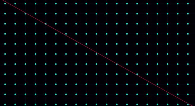 Digital grid animation background, with abstract red, diagonal line motion
