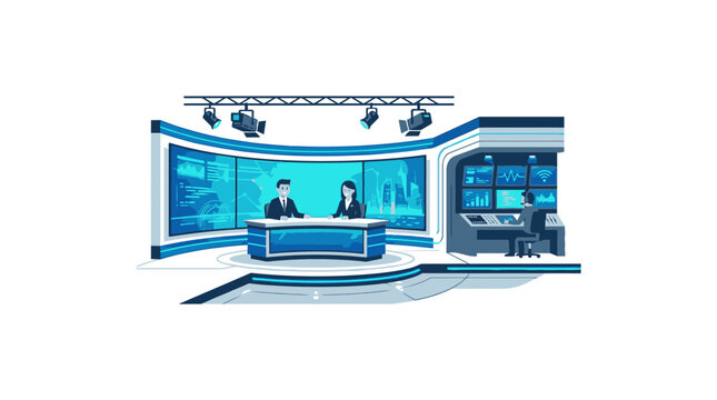 Television News Studio Desk Set.