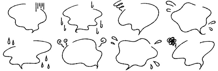 手書きの吹き出しセット 落ち込みや焦りのネガティブな感情を表現するかわいい装飾