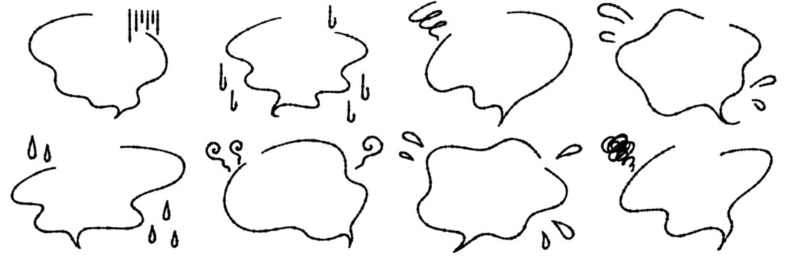 手書きの吹き出しセット 落ち込みや焦りのネガティブな感情を表現するかわいい装飾