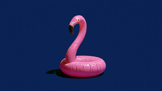minimalist flamingo pool float poster with vibrant summer editorial aesthetic