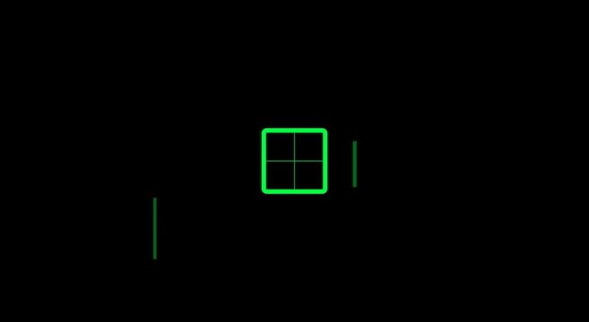 Digital hud interface overlay with green scanning target grid animation