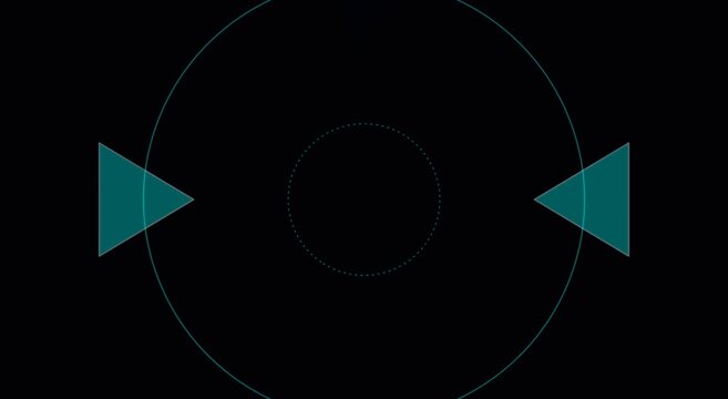 Digital hud interface with rotating geometric triangle animation