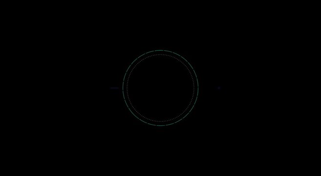 Digital hud loading circle animation with rotating data interface animation