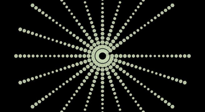 Geometric radial pattern animation with rotating hexagon dot particles animation