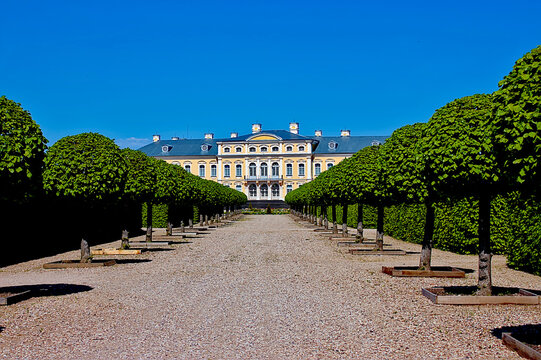 Rundale Palace and Gardens in Latvia on a Sunny Day