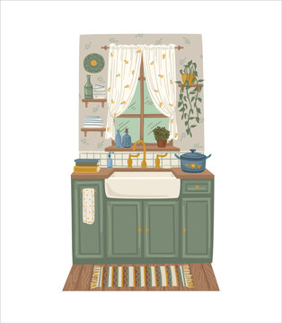 Kitchen. Cottage Core. Vector isolated illustration. Design element