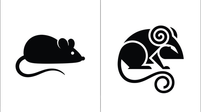 Creative Mouse Silhouette Icon Collection Featuring Minimal and Abstract Rodent Designs for Modern Logo and Wildlife Graphic Projects