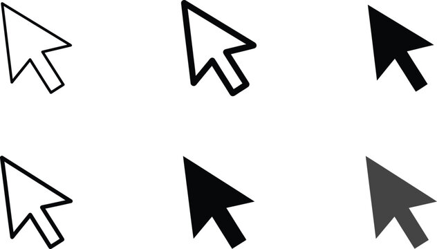 Cursor Pointer Icon Collection Featuring Mouse Navigation Symbols, Digital Click Graphics and Modern User Interface Design Elements