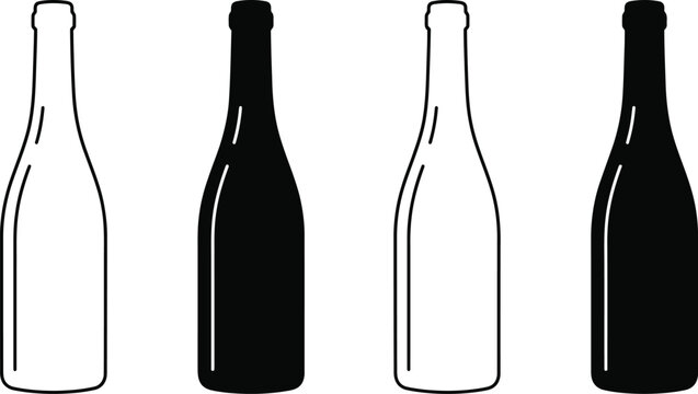 Glass Bottle Silhouette Collection Featuring Beverage Container Shapes, Minimal Packaging Graphics and Modern Drink Design Elements for Branding