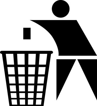 Person throwing item into trash bin icon isolated on transparent background