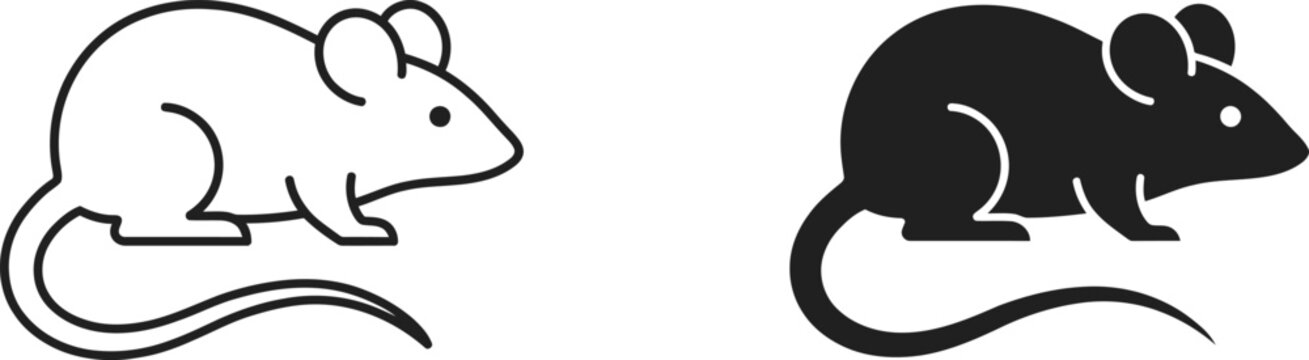 Mouse Outline and Silhouette Icon Collection with Minimalist Rodent Animal Graphics for Modern Creative Design Projects