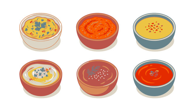 Bowls of colorful spices and seasonings.
