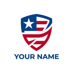 Fototapeta premium American shield logo with star.