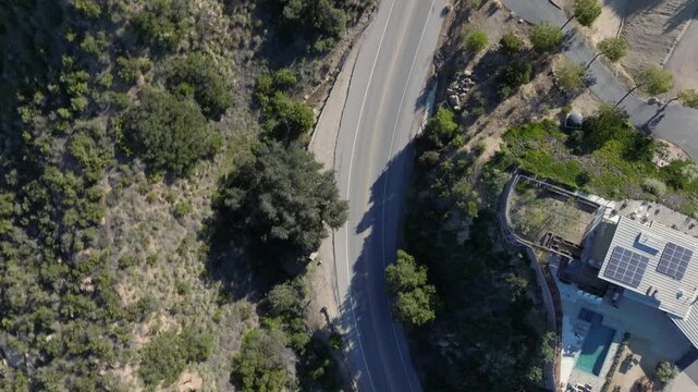Car Tracking on Winding Raod Simi Valley Greater Los Angeles Aerial Footage