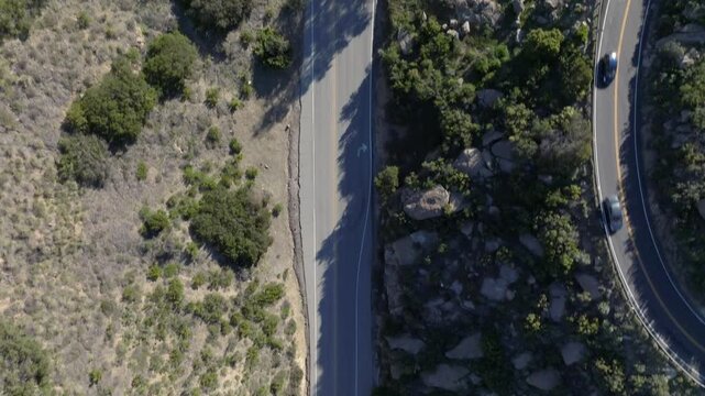 Car Tracking on Winding Raod Simi Valley Greater Los Angeles Aerial Footage