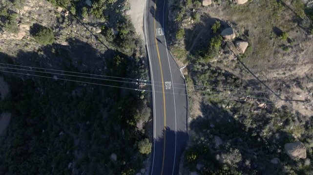 Car Tracking on Winding Raod Simi Valley Greater Los Angeles Aerial Footage